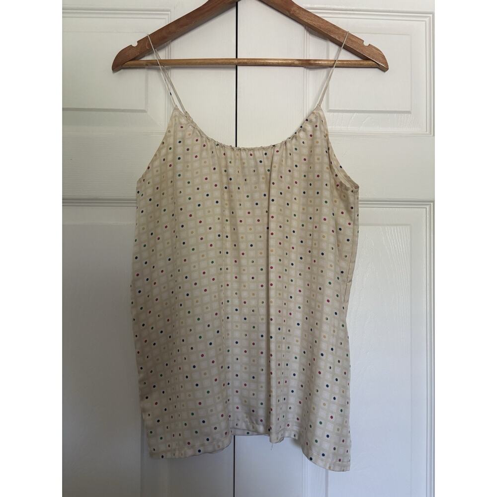 Women’s Tucker Tank Top White Multicolored Size P Silk